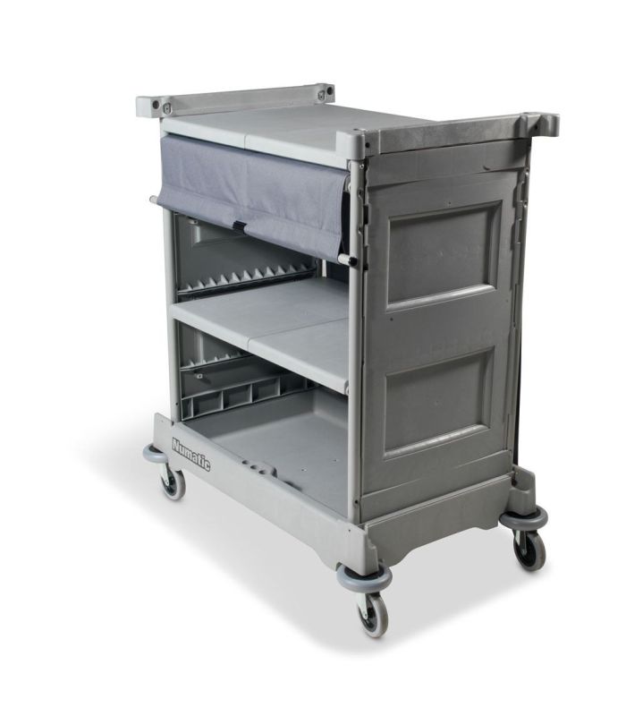 NKT 0 LL wielofunkcyjny wózek do przewożenia bielizny hotelowej z dwoma szerokimi półkami i roletą Numatic