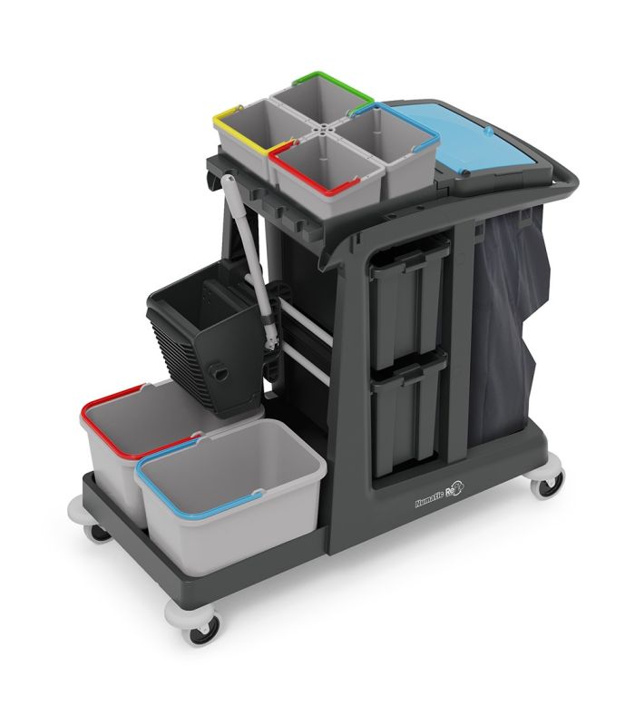 ECO-Matic EM5 SRK16 SRK21 Profesjonalny wózek serwisowy z kuwetami i koszem NUMATIC