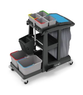 ECO-Matic EM3 SRK16 SRK21 Profesjonalny wózek serwisowy z kuwetą wiadrami i koszem NUMATIC