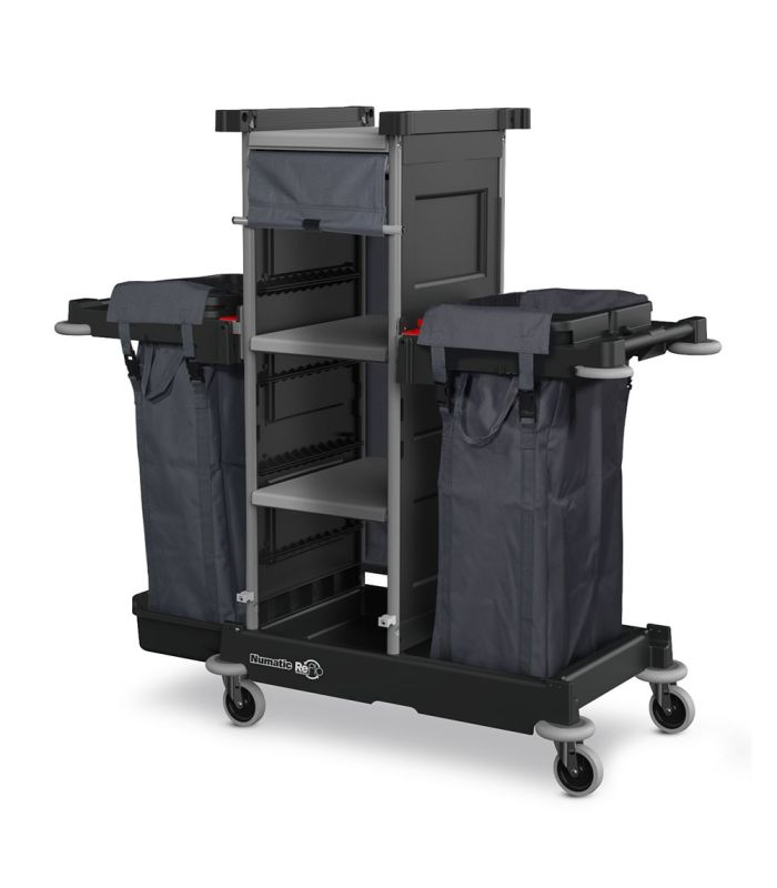 NKS 2 2x 100L wielofunkcyjny wózek hotelowy z trzema dużymi półkami oraz roletą Numatic