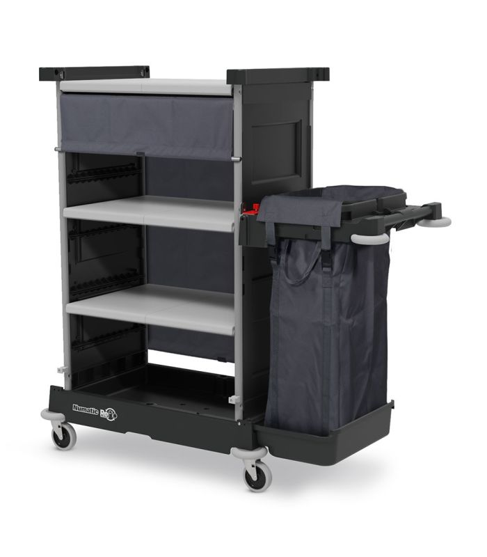NKT 1 R 1x 100L wielofunkcyjny wózek hotelowy z trzema szerokimi półkami i roletą Numatic