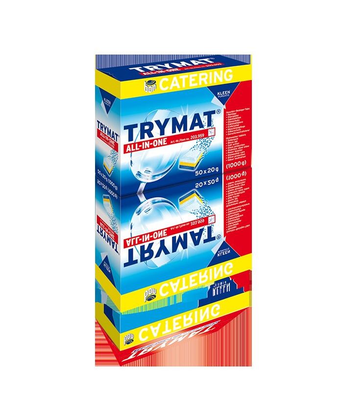 TRYMAT ALL IN ONE 50 tabletek x20g Przemysłowe tabletki do zmywarek 9w1 KLEEN