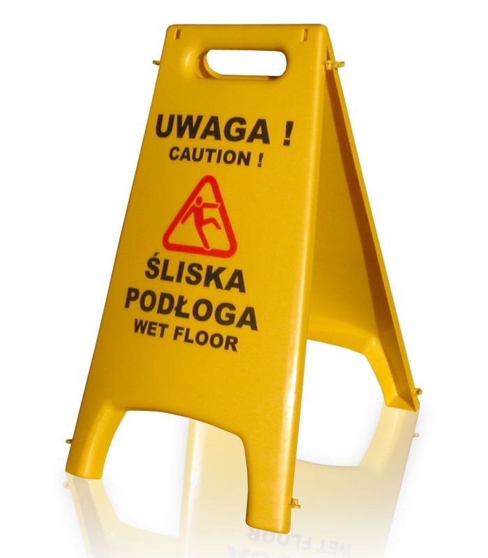 Znak ostrzegawczy UWAGA ŚLISKA PODŁOGA - tablica BHP